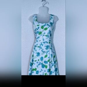 Elegant Blue A-Line Scoop Neck Midi Dress